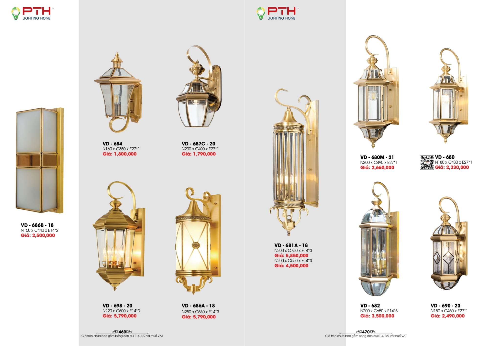 Bảng giá đèn trang trí PTH Lighting Home 2026